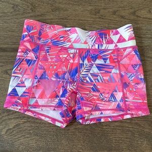 Ivivva Girls Size 10 Pink Patterned Biker Shorts With Pockets